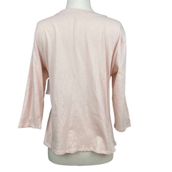 NY & COMPANY Top T-Shirt Sequin 3/4 Sleeves Scoop Neck Pink Large - Picture 3 of 11